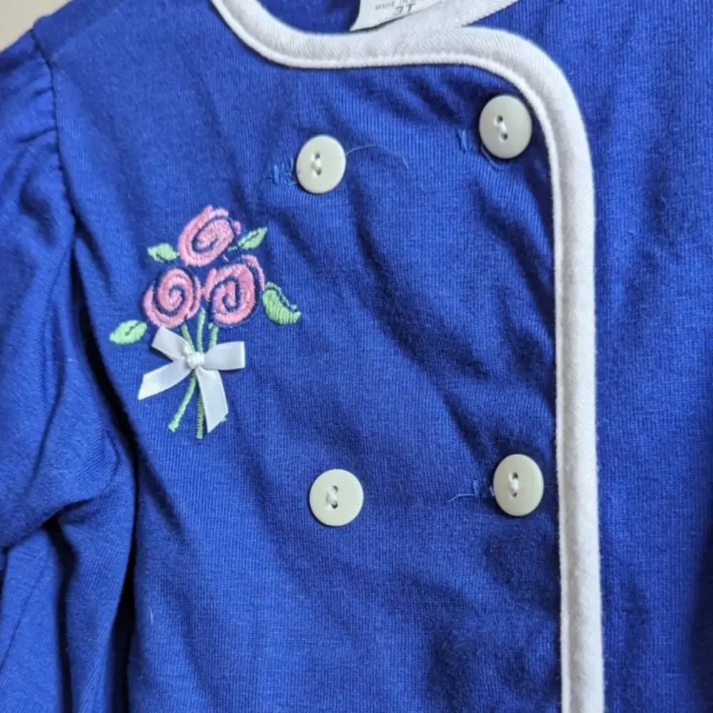 Vintage 1980s Carter's Toddler Girls Blue Rose Bouquet Cardigan – Size 3T